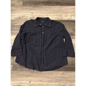 Lauren Ralph Lauren Shirt, Women's Navy Size 2X, Blue with White Polka Dots